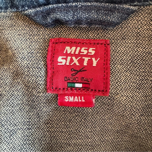 VTG Miss Sixty Denim Jean Jacket Sz Small Y2K Cropped Zipper Italy 90s Archive - Picture 11 of 13
